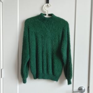 Fuzzy Forest Green Mock Neck Sweater